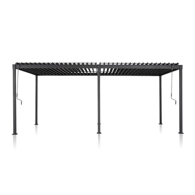 Metal Frame Pergola Designed for Year-Round Use, Adjustable Louvered Roof, Manual Crank Control, Steel Construction