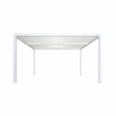 Louvered Pergola Modern White Pergola with Adjustable Roof for Deck Backyard Garden