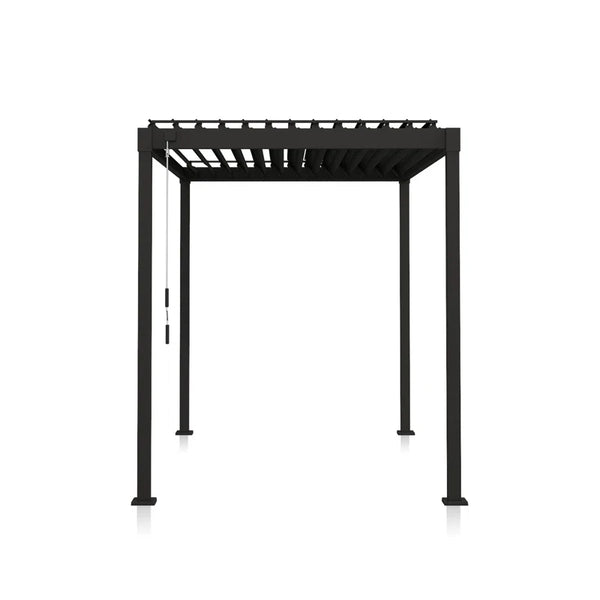Metal Frame Pergola Designed for Year-Round Use, Adjustable Louvered Roof, Manual Crank Control, Steel Construction