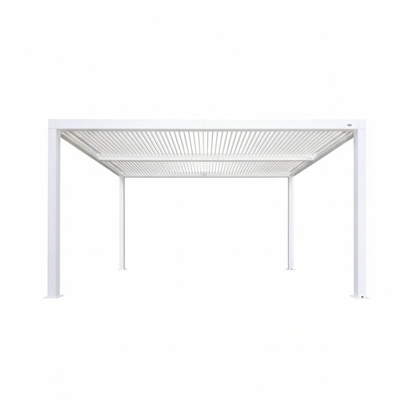 Louvered Pergola Modern White Pergola with Adjustable Roof for Deck Backyard Garden