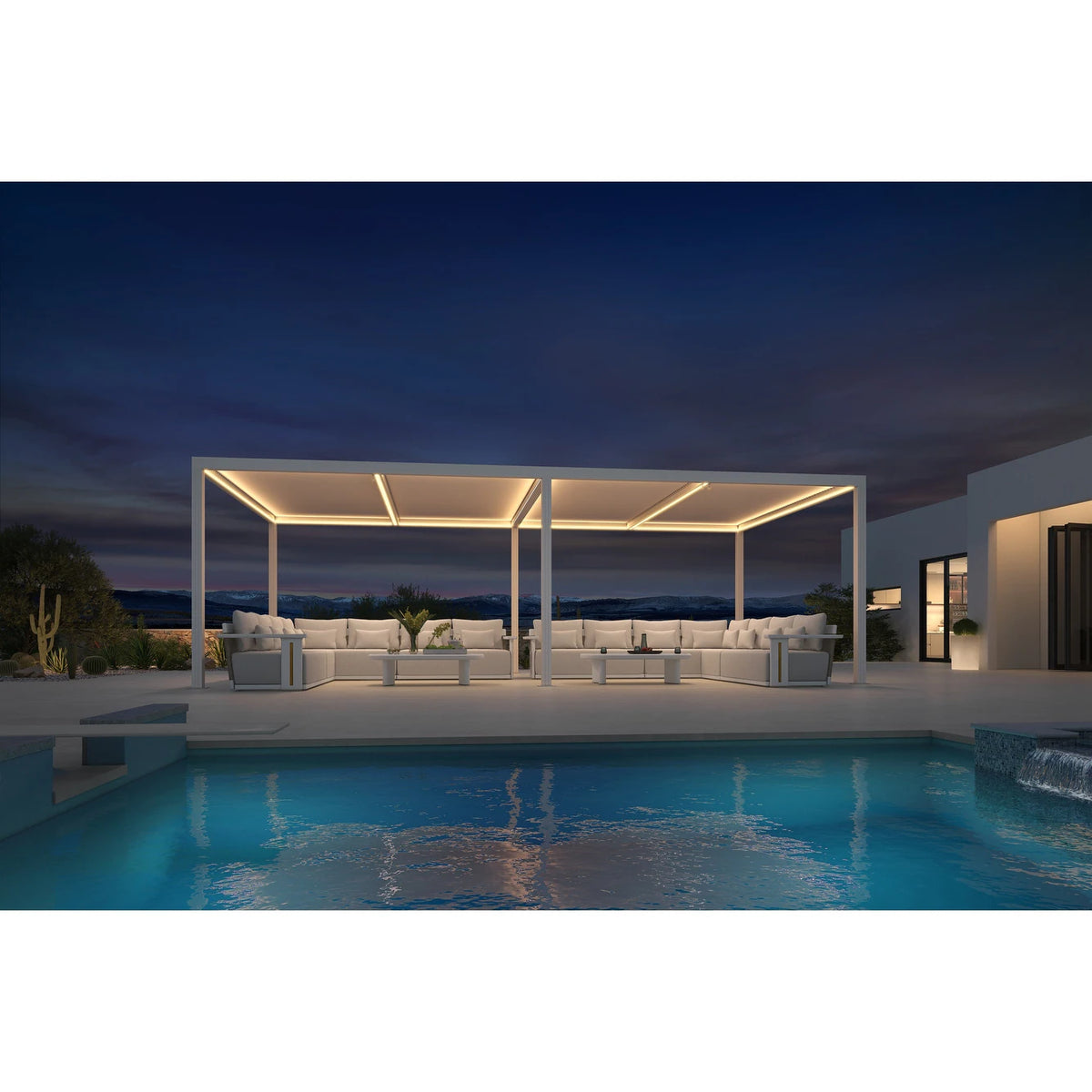 Louvered Pergola Modern White Pergola with Adjustable Roof for Deck Backyard Garden