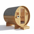 Outdoor Barrel Sauna Built for Year-Round Use, 4-6 Person Capacity, 6KW Electric Heater, Solid Wood Construction