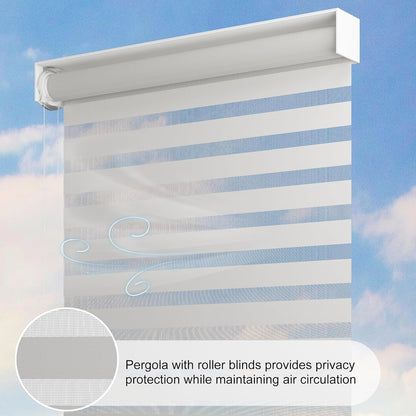 Louvered Pergola Modern White Pergola with Adjustable Roof for Deck Backyard Garden