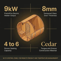 Outdoor Cedar Sauna Built for Home Wellness, 9kW Electric Heater, 4-6 Person Barrel Design, Wi-Fi Control Panel — Results & Stats