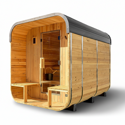 Cedar Outdoor Sauna Designed for Year-Round Use, 4-6 Person Capacity, Wi-Fi Control, 9kW Electric Heater